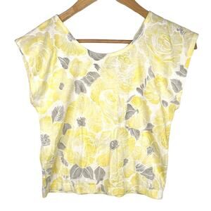 Vintage Currants By Jeri-Jo Yellow Floral Tank Top